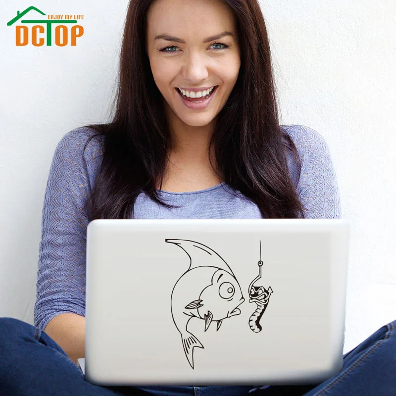 

DCTOP Fishing Club Fish Funny Art Design Vinyl Wall Stickers Home Decor Removable Computer Decals Modern Design