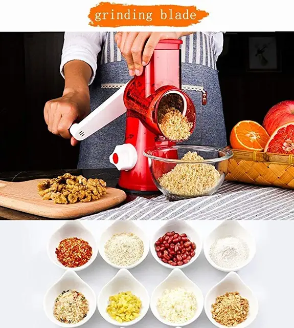 Multi-function vegetable cutter Hand drum rotary shaper, with 3 stainless  steel blades, very suitable for potato grater, vegetable slicer, cheese