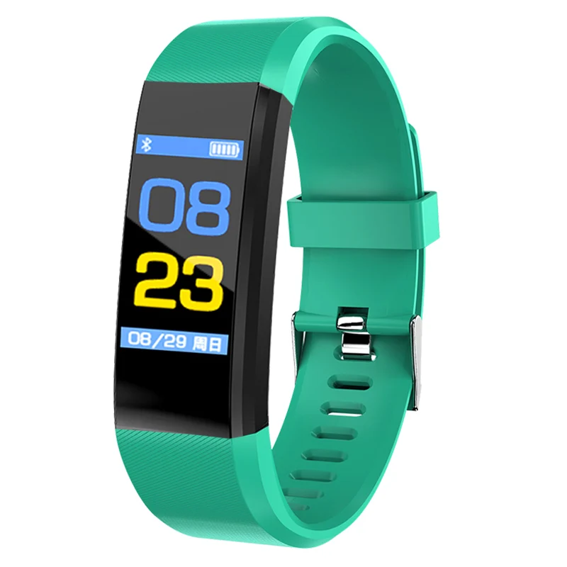 Смарт-браслет цветной экран Шаг Расстояние Расчет Калорий Фитнес-трекер Bluetooth Обнаружение сна wo мужские спортивные Смарт-часы Подходит для студенческих часов - Цвет: green