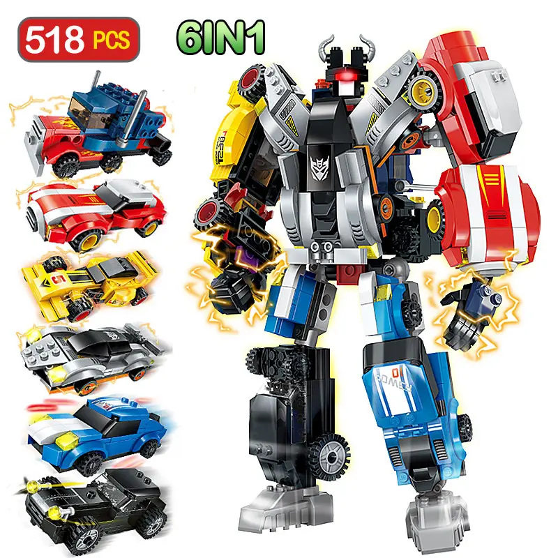 

518 PCS Technic Car Robbery of the War LegoINGLYs City Deformation Armor Modular Robot DIY Assemble Blocks Bricks Toys For Boys