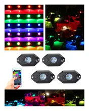 4sets 8X / 4X Pod Wireless Bluetooth RGB LED Rock Lights Music Flashing Multi Color Offroad led rock lamp