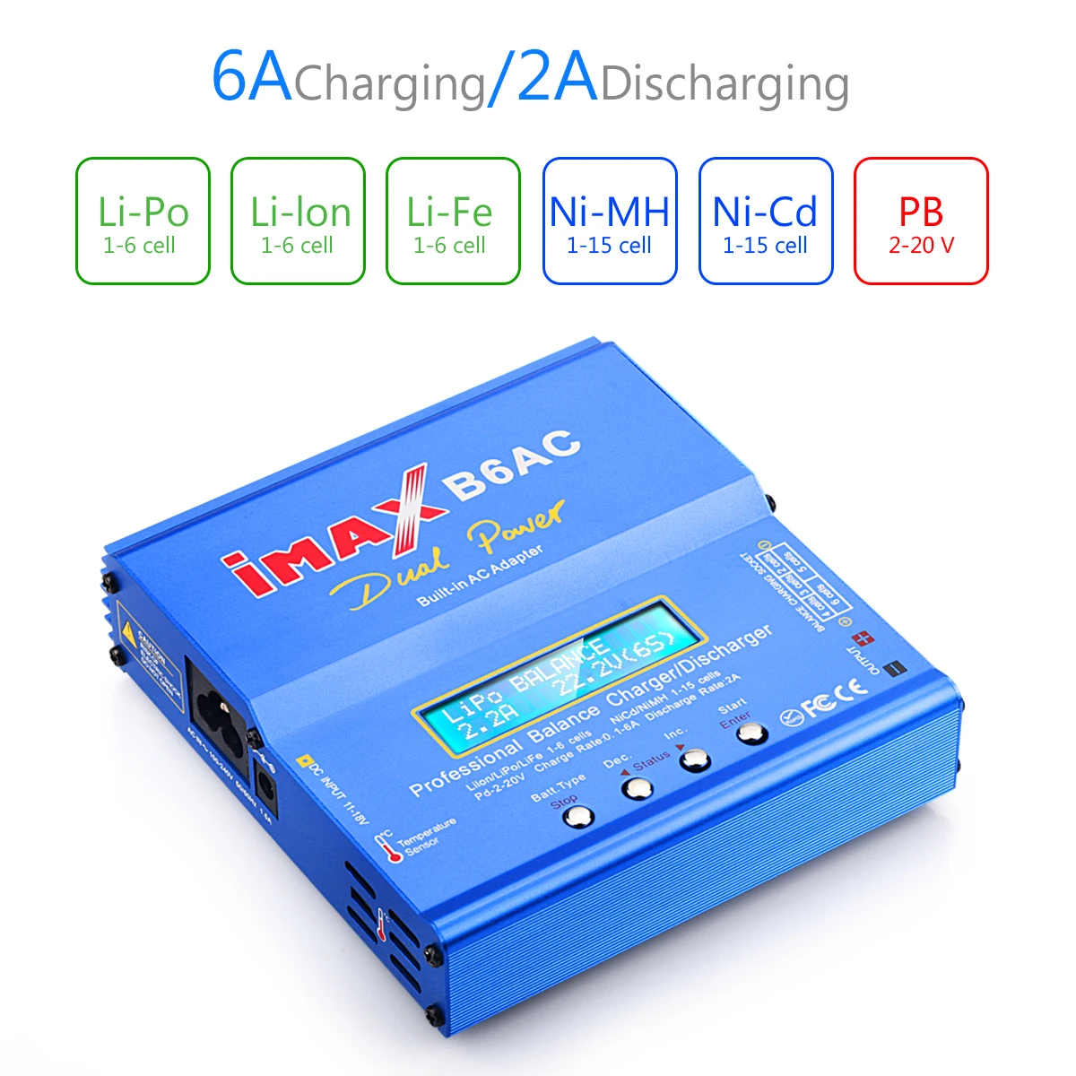 IMAX B6AC 80 Вт 6A баланс зарядное устройство двойной мощности RC Lipo батарея Dis зарядное устройство Lipo Nimh Nicd Батарея с цифровым ЖК-экраном