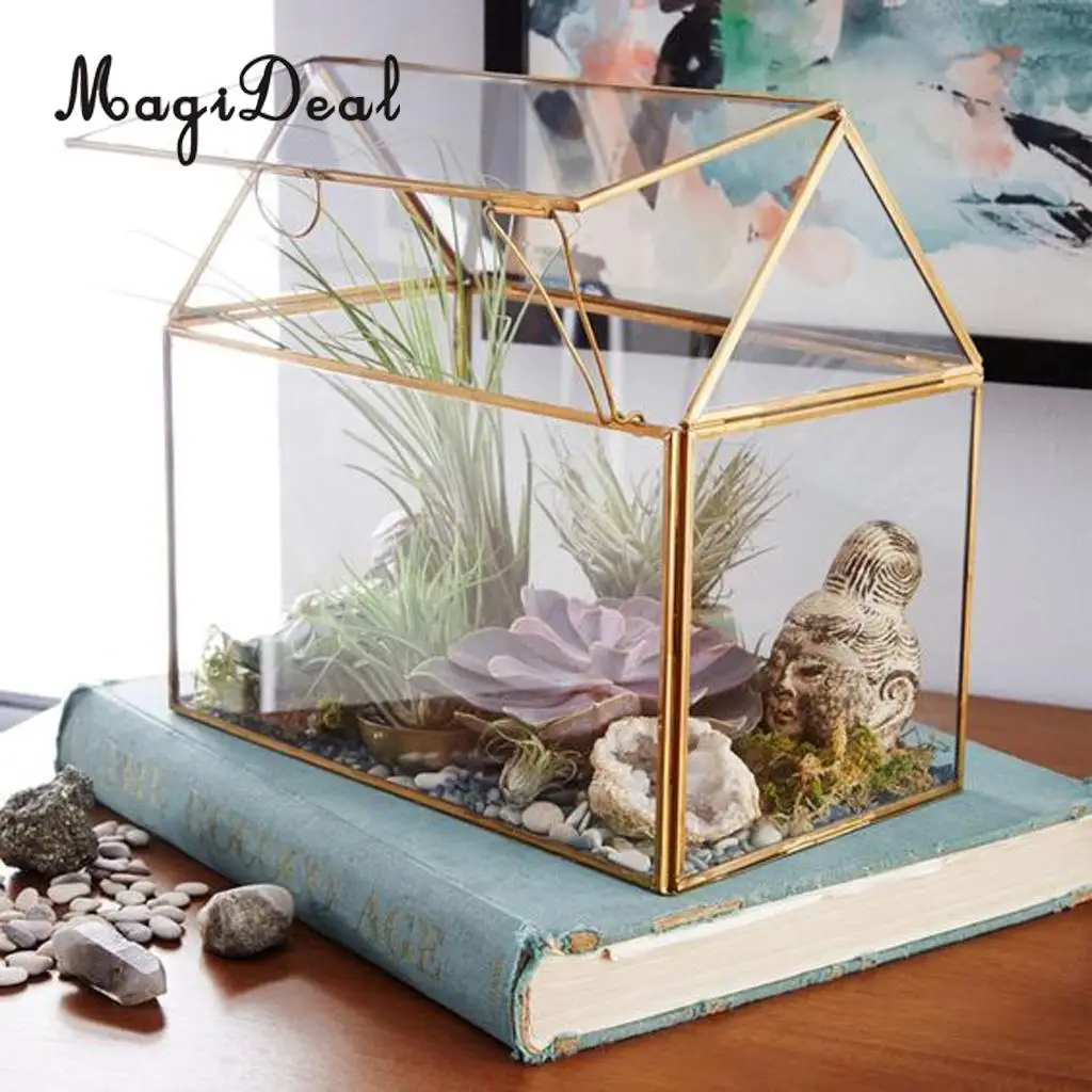 MagiDeal Irregular Glass Geometric Succulent  Planter Vase Box Terrarium Container#9