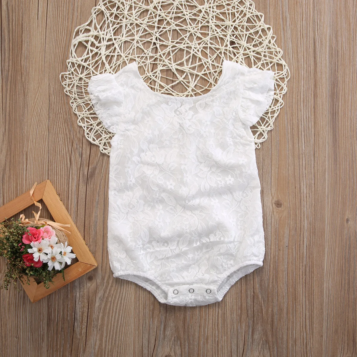 Baby Girl Clothing White Lace Summer Infant Girl Bodysuit Playsuit