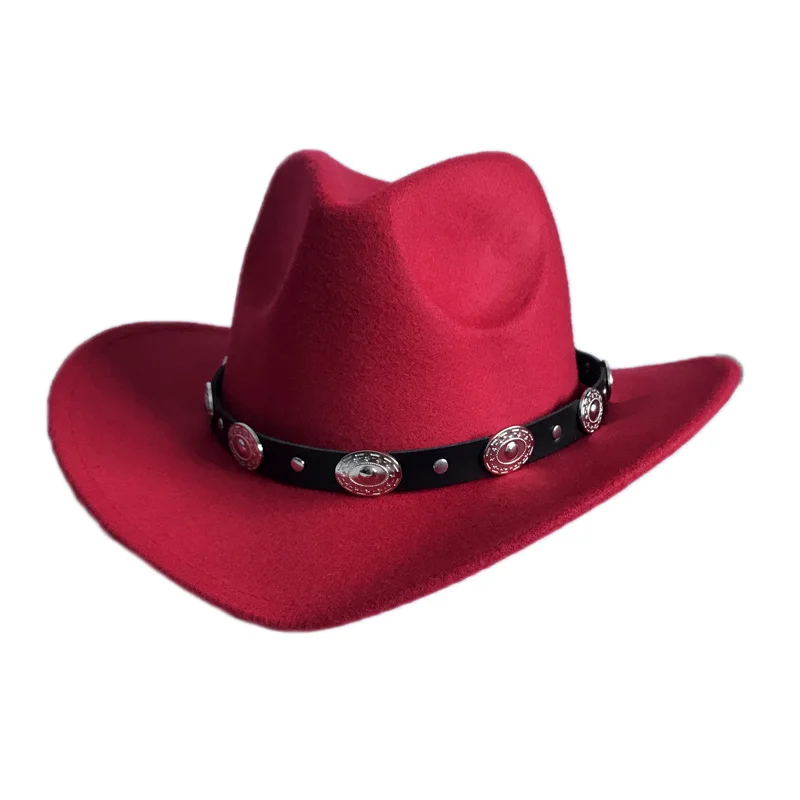 Повседневная зимняя женская шапка винтажная Трилби кепка мужская Ковбойская шляпа Осенняя фетровая шляпа в стиле джаз Кепка Chapeus para os Ho для мужчин s YY17170 - Цвет: Red Fedora cowboy