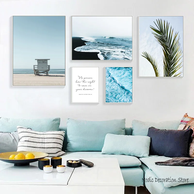 

Nordic Poster Home Decor Sea Print Wall Picture Beach Canvas Prints Scandinavian Style Quote Wall Art Canvas Painting Unframed