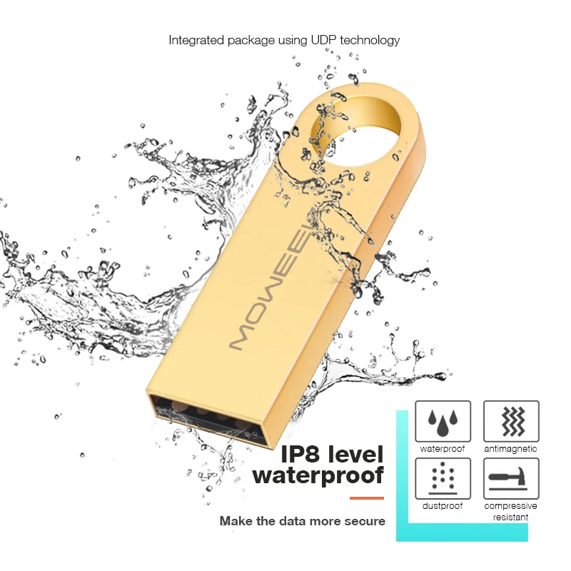 Moweek USB Flash 64 GB 32 GB 16 GB 8 GB 4 Гб Флеш накопитель 128 GB флешки Водонепроницаемый Металлический USB 2,0 Flash Drive cel usb stick для подарка