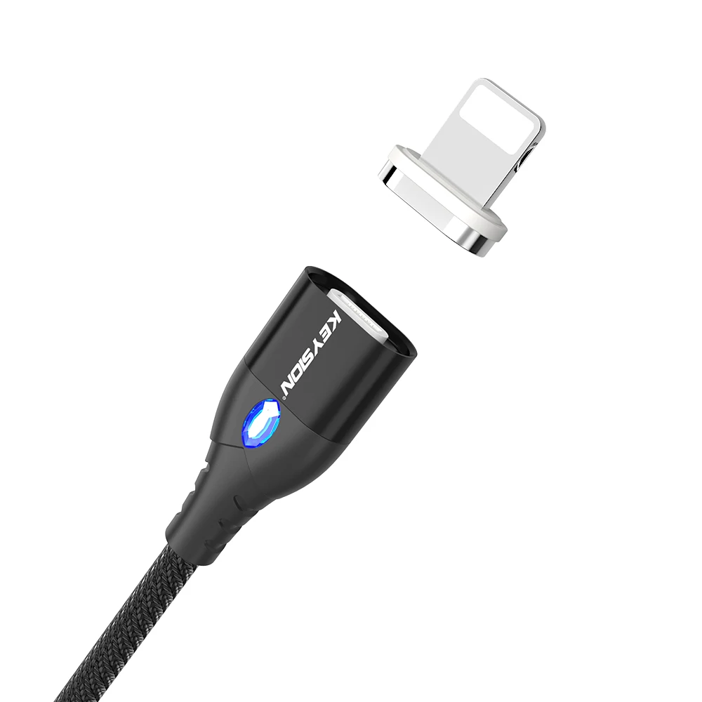 Магнитный кабель KEYSION 3A Micro usb type C кабель для iPhone 1 м Быстрая зарядка USB C Телефон магнитное зарядное устройство для samsung Xiaomi Cabo - Цвет: Черный