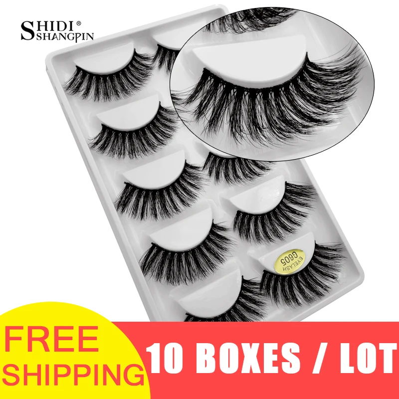 

LANJINGLIN 50 pairs/lot natural long mink eyelashes faux cils soft volume 3d lashes hand made false eyelashes wholesale G605