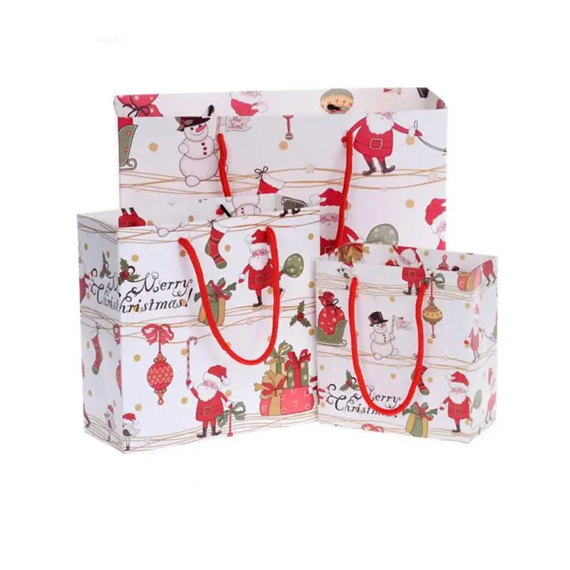 

1 pc Christmas Paper Gift Bags With Handle For Food Packaging Christmas Gift Bag Cookies Bag Shopping Bag