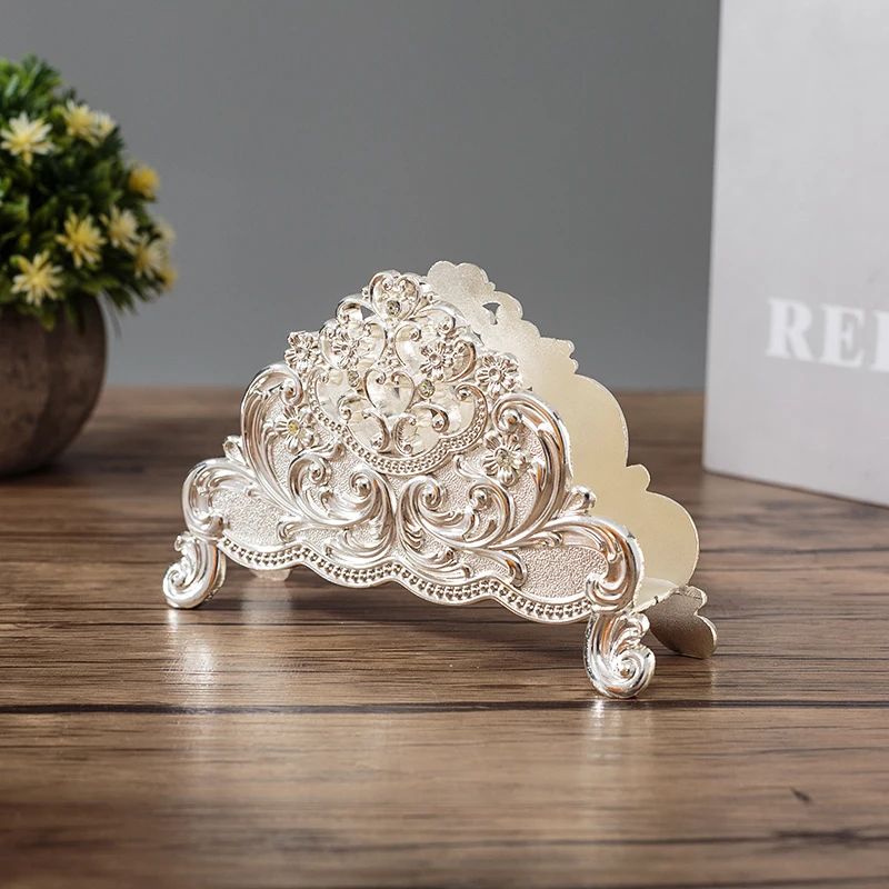 

luxurious alloy metal tissue boxes holder napkin holder tissue rack desktop tissue box Desktop paper towel storage ZJJ007B