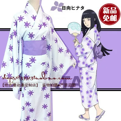 Hyuuga Hinata Coplay Costume Halloween Uniform Kimono Flower Print Japanese Anime Cosplay Yukata Bathrobe S M L Custom-made |