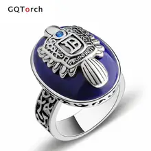 The Vampire Diaries Damon Salvatore Anillo Anillos Real de Plata de Ley 925 hombres Con Lapislázuli Joya Natural de Piedra Fina joyería