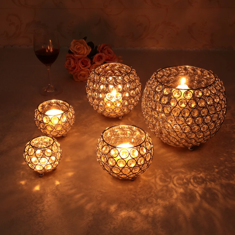 Gold Votive Candle Holders Wedding Centerpieces Crystal Bowl Candelabra