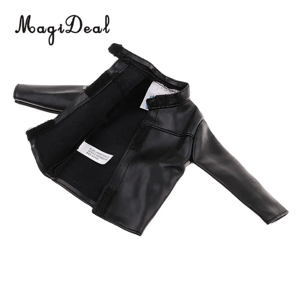 MagiDeal 1/6 Scale Black PU Leather Male Jacket Coat Clothes for 12 Inch Action Figures Doll Toys Accessories