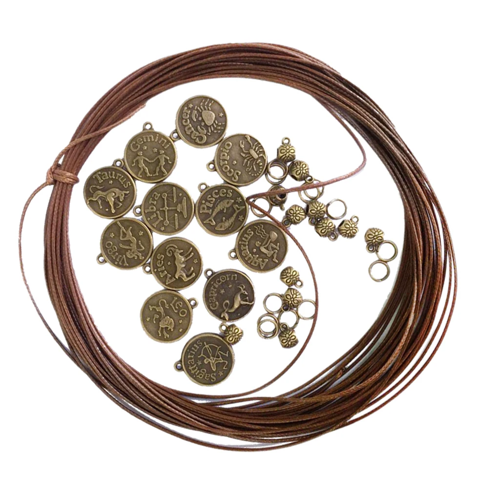 1 Set Pendants Beads Cord Charms Material For DIY 12pcs Constellation Bracelet Bangle Supplies