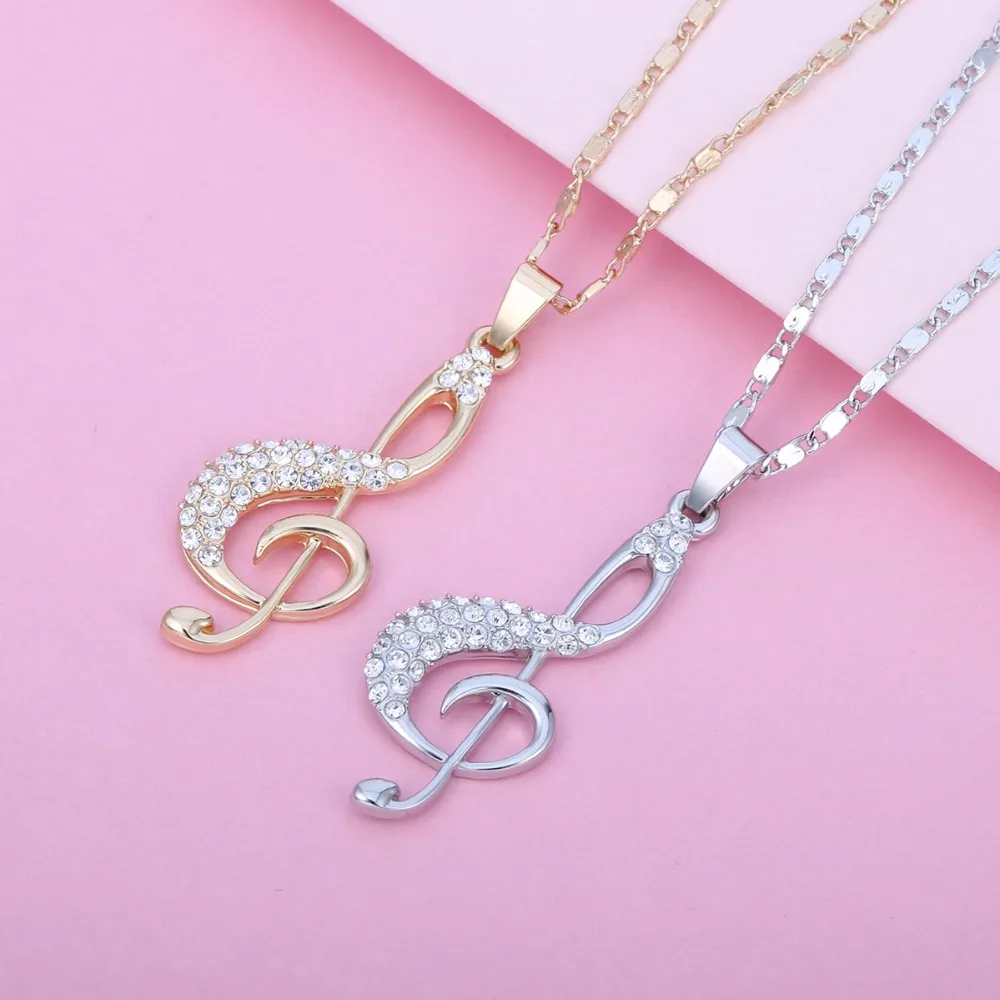 Crystal Music Jewelry Set Pendant Necklace Music and Earrings 6256