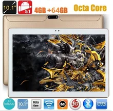 2017 El Más Nuevo de 10 pulgadas Android 5.1 tablet pc Octa Core 4G RAM 64 GB ROM 1280*800 IPS 5.0MP Bluetooth GPS 3G tabletas + Regalos