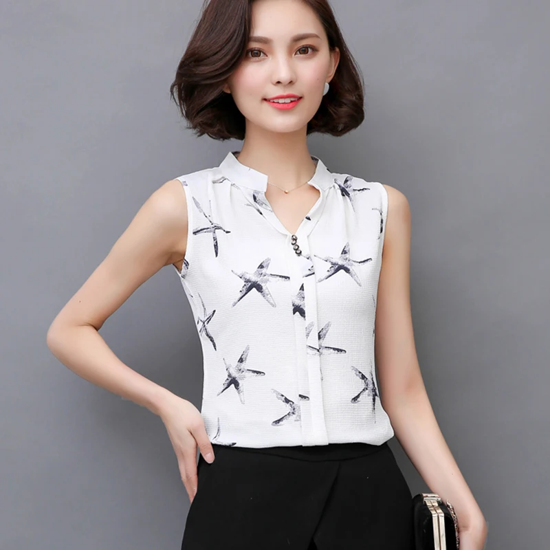 2017 Summer Style Women Tops Casual Sleeveless V Neck