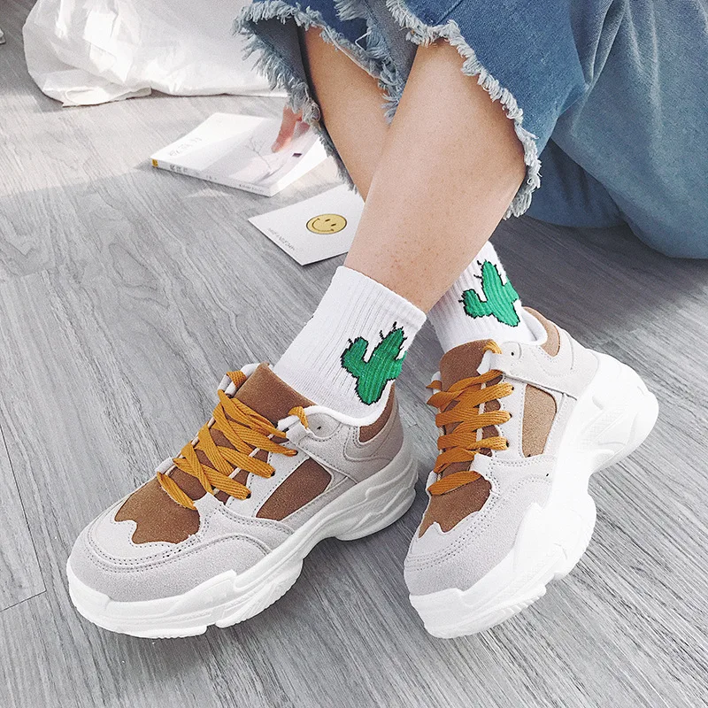 

Ins 2019 Autumn Fashion Women Casual Shoes Faux Suede Leather Platform Shoes Sneakers Ladies tenis Trainers Chaussure Femme