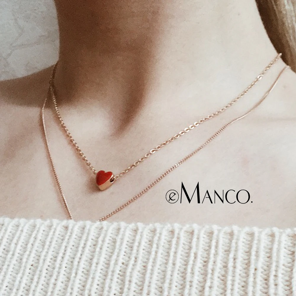 e-Manco Red Heart Necklace for Women New Arrival Romantic Statement Necklaces Enamel Fashion Jewelry Women Accessories