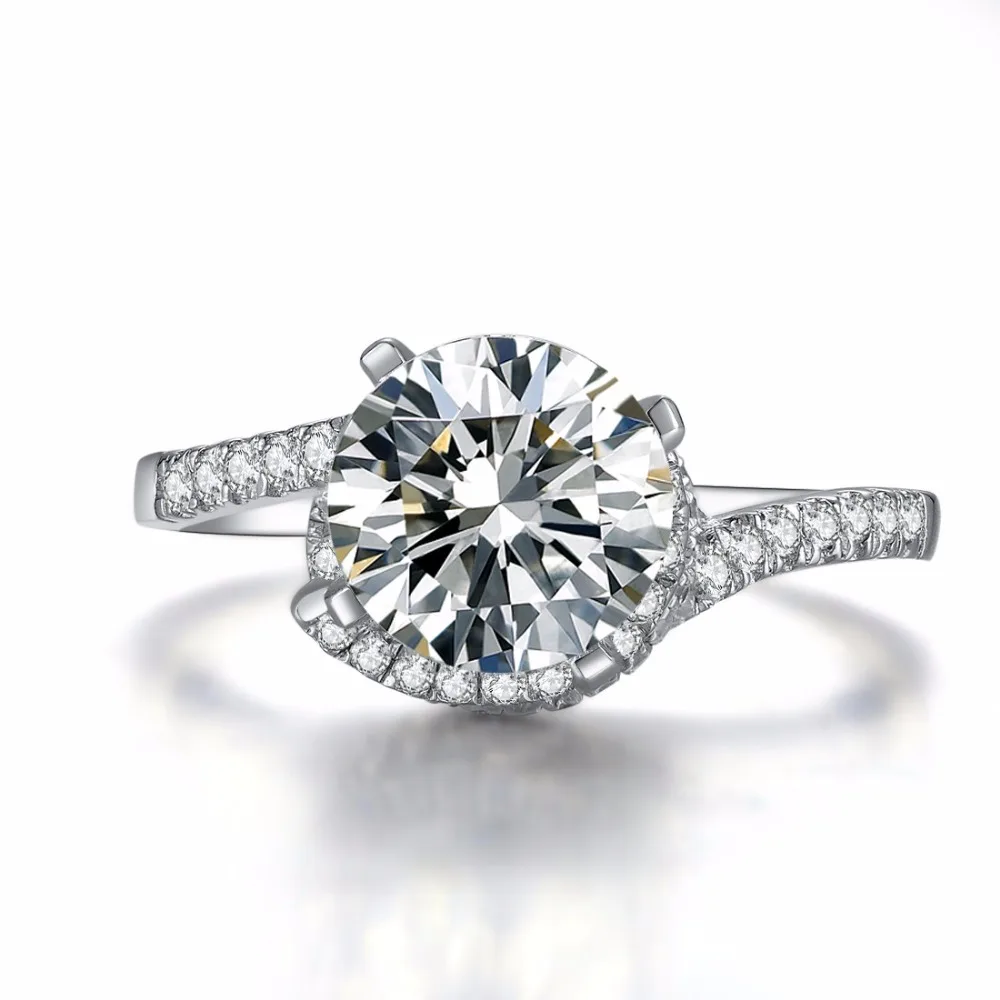 Роскошные ювелирные изделия 2Ct муассанит обручальное кольцо Solid 925 Серебряное кольцо из белого золота Цвет Романтический ювелирные изделия