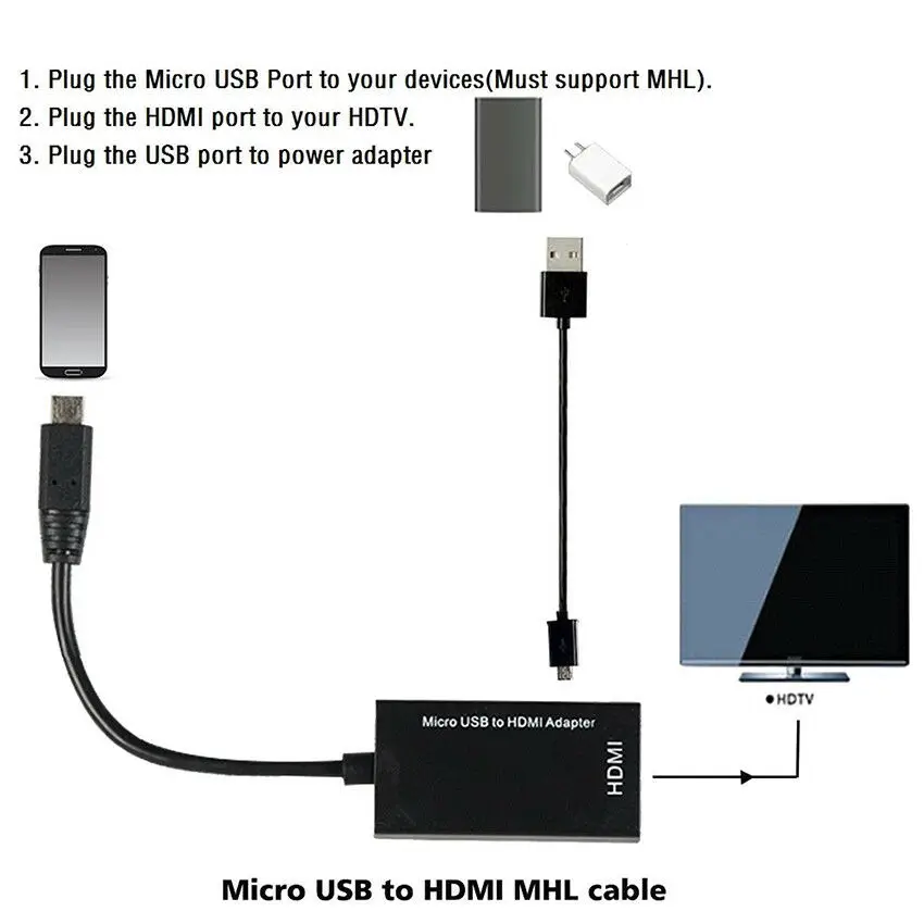 Tonbux Универсальный Mhl Стандартный Micro Usb к Hdmi кабель 1080P HD ТВ адаптер мужчина к женскому HDMI кабель для ПК ноутбук Android телефоны