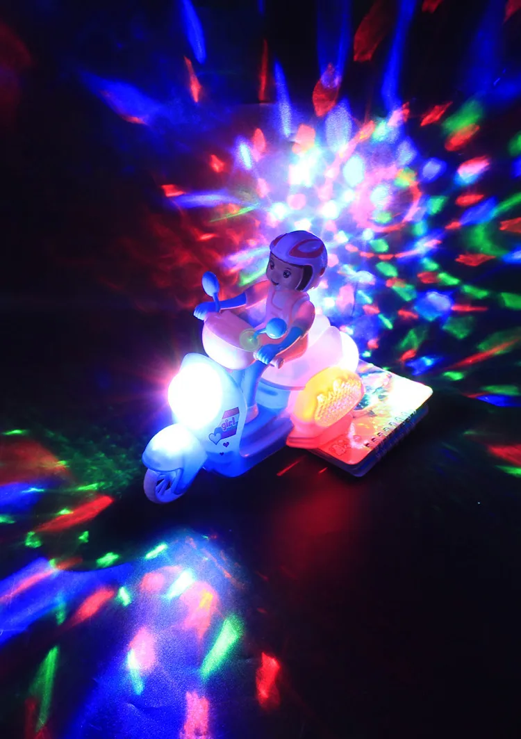 

Electric Motorcycle Toys for Girls Pink Doll 360 Rotation Dancing Musical Moto Model Luminous Car Toys Lights Children Gift