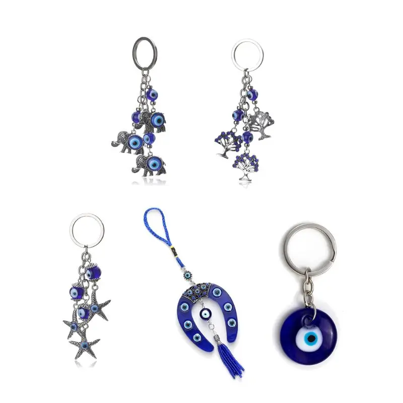 

Turkish Blue Evil Eye Keychain Car Key Ring Amulet Lucky Charm Hanging Pendant