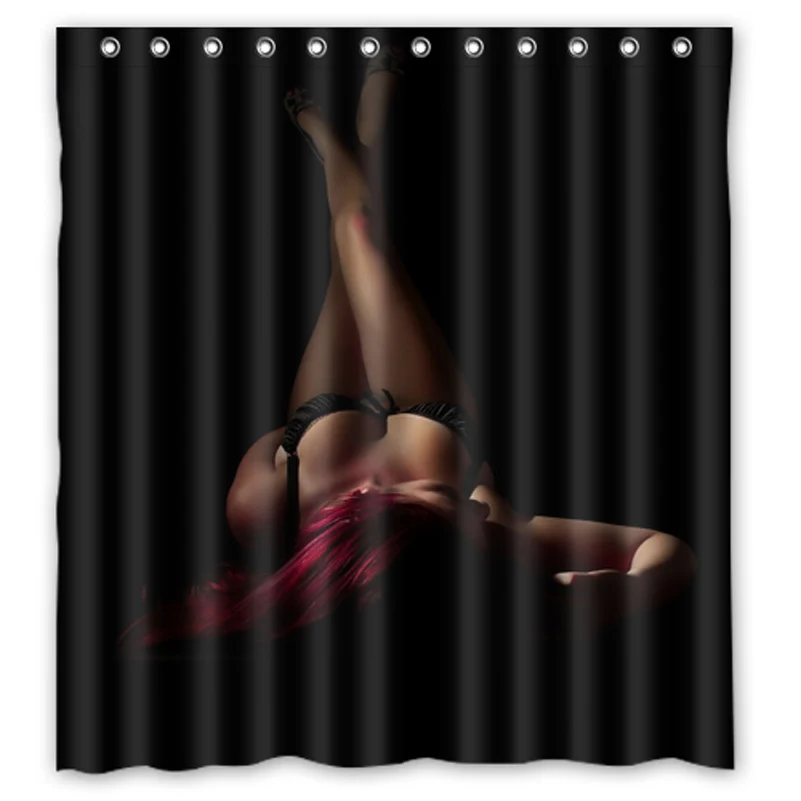Сексуальная девушка лежа красные волосы на заказ занавески s дизайн ванная комната Ванна водонепроницаемый Душ шторы размер 48x72,60x72,66x72 дюймов