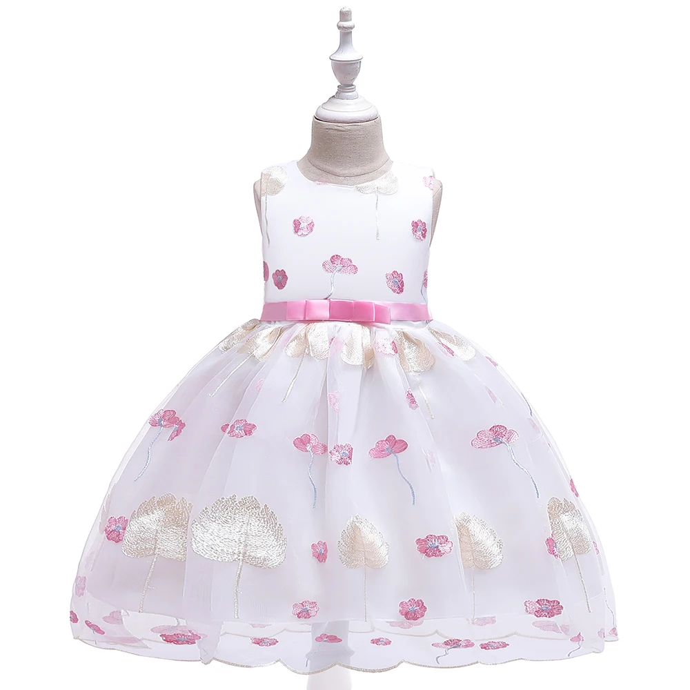 Новинка; Летнее Детское платье для девочек с бантом; детское платье с цветочным узором для девочек на свадьбу; праздничное платье для девочек; L5140
