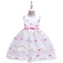 Новинка; Летнее Детское платье для девочек с бантом; детское платье с цветочным узором для девочек на свадьбу; праздничное платье для девочек; L5140