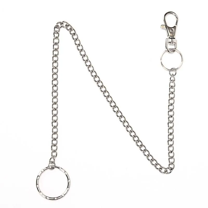 

38cm Rock Punk Trousers Hipster Pant Jean Keychain Metal Wallet Belt Chain Silver Ring Clip Keyring Men's HipHop Jewelry