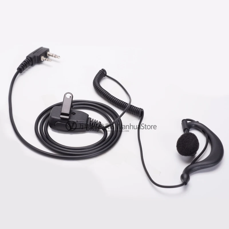 Ear Hook Earpiece Headset 2 Pins Connector PTT MIC for KENWOOD Two Way
