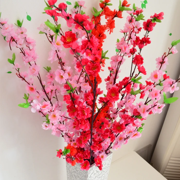 Wholesale 12Pcs/lot Artificial Branches Of Peach Cherry Blossom Silk