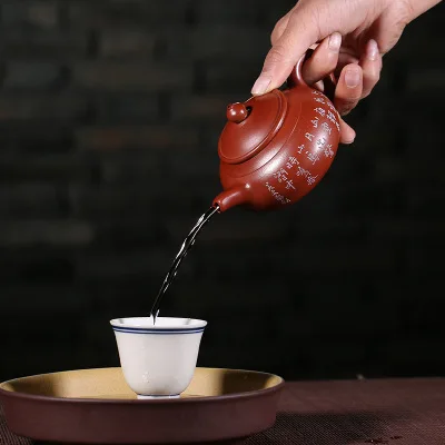 170ml Yixing Dahongpao Zisha Pot Master Wu Wencai Handmade Yuting Purple Sand Teapot Tea Set