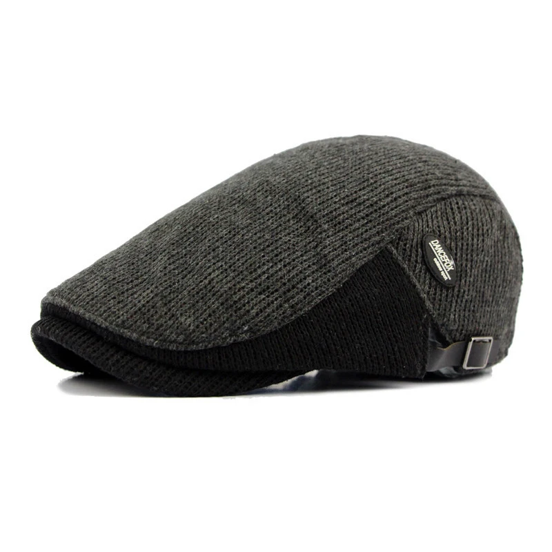 

HT1061 Adjustable Autumn Winter Beret Caps Breathable Knitted Flat Caps Hot Sale Women Men Beret Hats Thick Warm Dad Hats