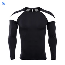 Фитнес Мужская Спортивная футболка с длинными рукавами для бега, одежда для мужчин s термальный мышцв, бодибилдинг Спортивные Компрессионные быстросохнущие лосины рубашка