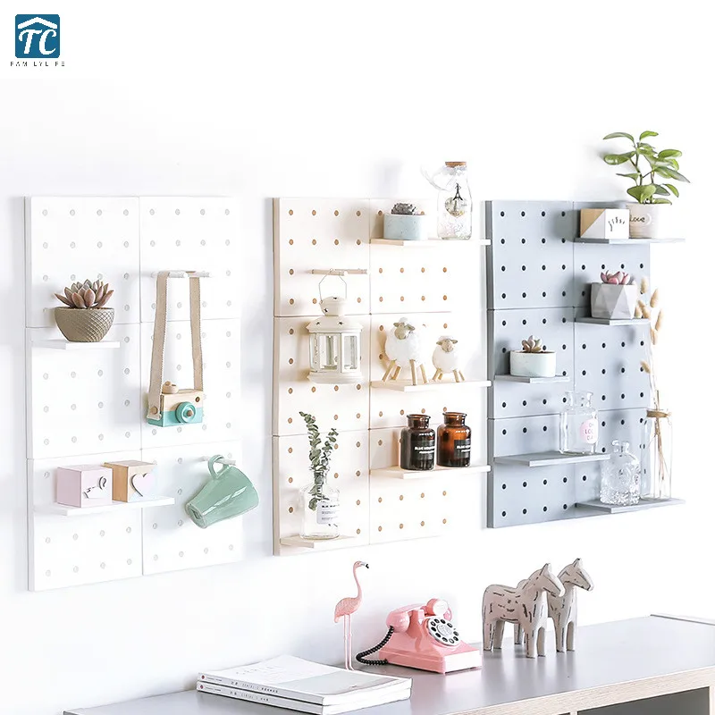 

Wall Hanging Rack Plastic Hole Plate Storage Shelf With Sticker 1 Set 3 Colors Hooks Home Organizer Kitchen Bathroom Partition