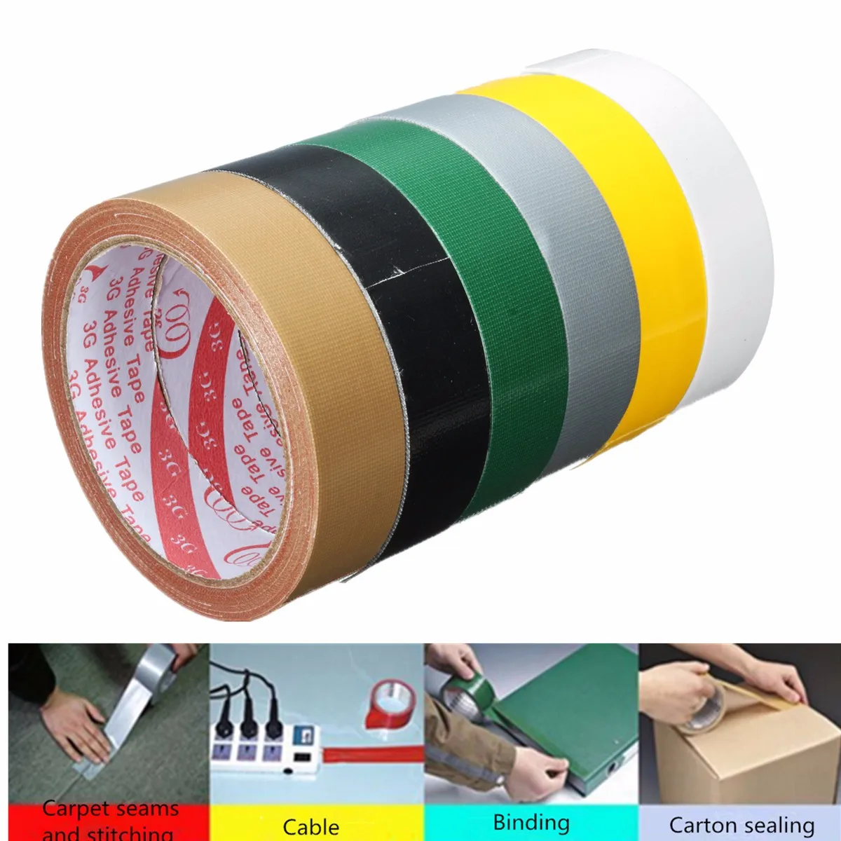 Waterproof Adhesive Tape Sticky Cloth Duct Roll Craft Repair 8 Color