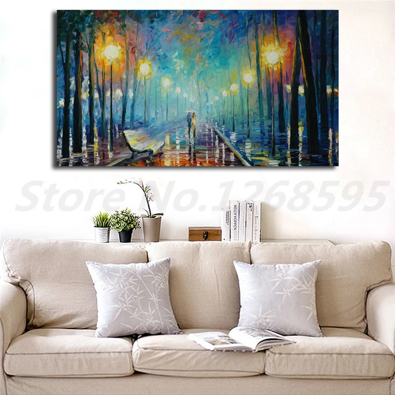 Couple Autumn Rain Umbrella Hd Canvas Posters Prints Wall Art Painting Decorative Picture Landscape Home Decoration Accessories Painting Calligraphy Aliexpress