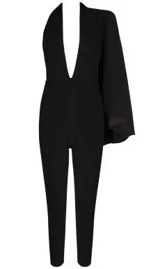 GETSRING женский комбинезон винтажные Комбинезоны Сексуальная V Шея Женская одежда модная женская одежда комбинезоны, ромперы комбинезон в официальном стиле - Цвет: black