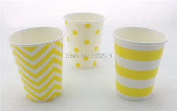 

Free Shipping 48pcs Drinking Cups Wedding Party Supplies Yellow Color Paper Cup Christmas/birthday/baby shower Decoration