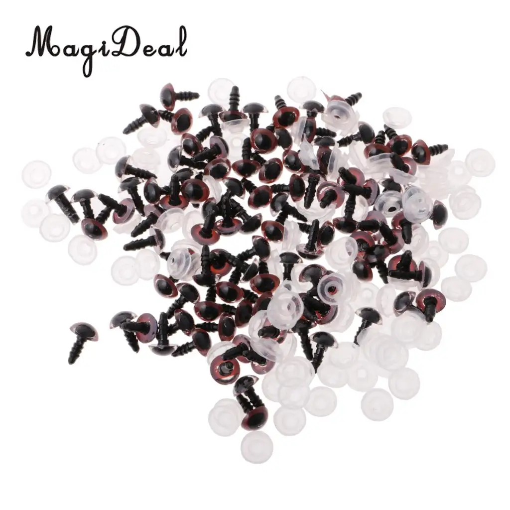 MagiDeal Hot Sale 100 Pieces Plastic Safety Eyes with BACKS for Bear Doll DIY Manufacture Craft 8mm 12mm Clear
