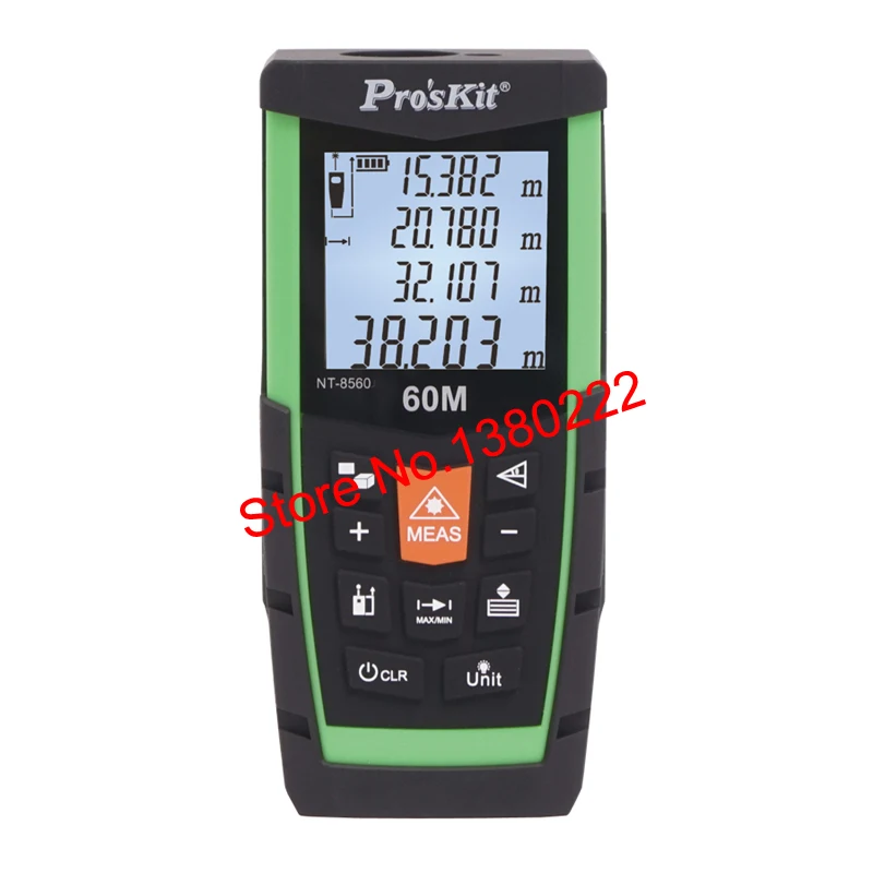 

Pro'sKit NT-8560 60M Laser Distance Meter Electronic Ruler Laser Ruler Laser Line Distance Measuring Instrument  Free Shipping