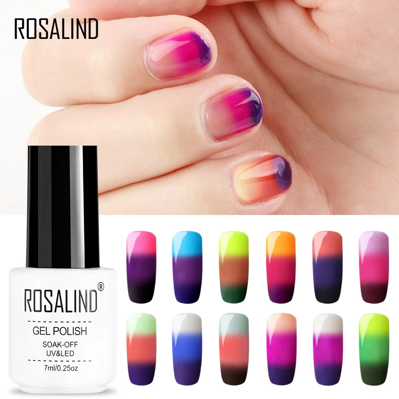 

ROSALIND 7ml Gel Lacquer 3 Colors Temperature Gel Nail Polish Long Lasting Nail Gel Varnishes Soak Off Nail Gel Polish