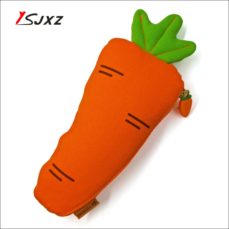 

high quality cute Vegetable carrot canvas pencil bag fabric pencil case pen box kawaii School Office student