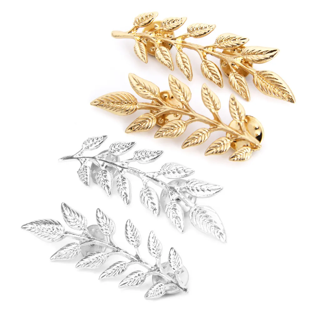 

1 Pair Vintage Wheat Leaf Branch Gold Silver Plated Neck Tip Brooch Collar Pin #Y51F#