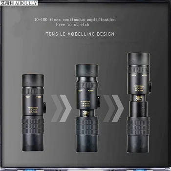 

10-100 Times Long Distance Monocular Telescope 500m Telescopic Lens Hunting Lookout Tool Field Survival Supplies Travel Goods