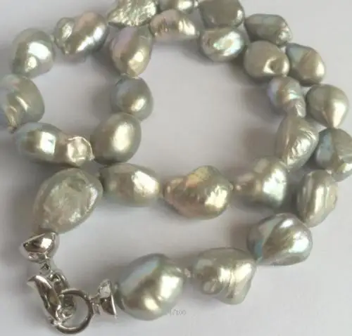 

NEW 10-16mm SOUTH SEA GRAY BAROQUE PEARL NECKLACE 18